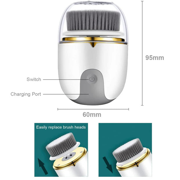 3 in 1 Ultrasonic Facial Cleanser Brush Electric Cleansing Face Brush 360 Rotate Deep Cleaning Brush Facial Skin Care Machine - Follow yourDream