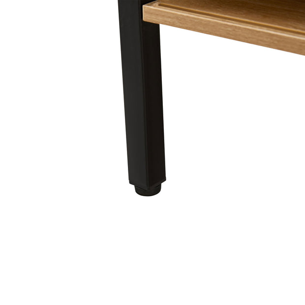 40.16" Rattan Coffee table, sliding door for storage, metal legs, Modern table for living room , natural - Follow yourDream