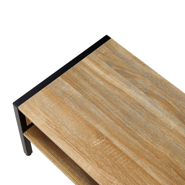 40.16" Rattan Coffee table, sliding door for storage, metal legs, Modern table for living room , natural - Follow yourDream