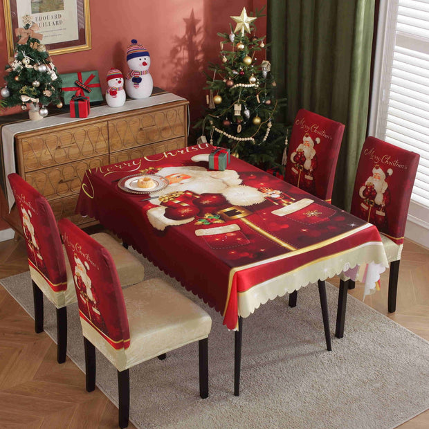 Christmas Chair Cover Digital Printed Tablecloth Chair Cover Waterproof And Oil Proof Christmas Tablecloth Christmas Chair Cover