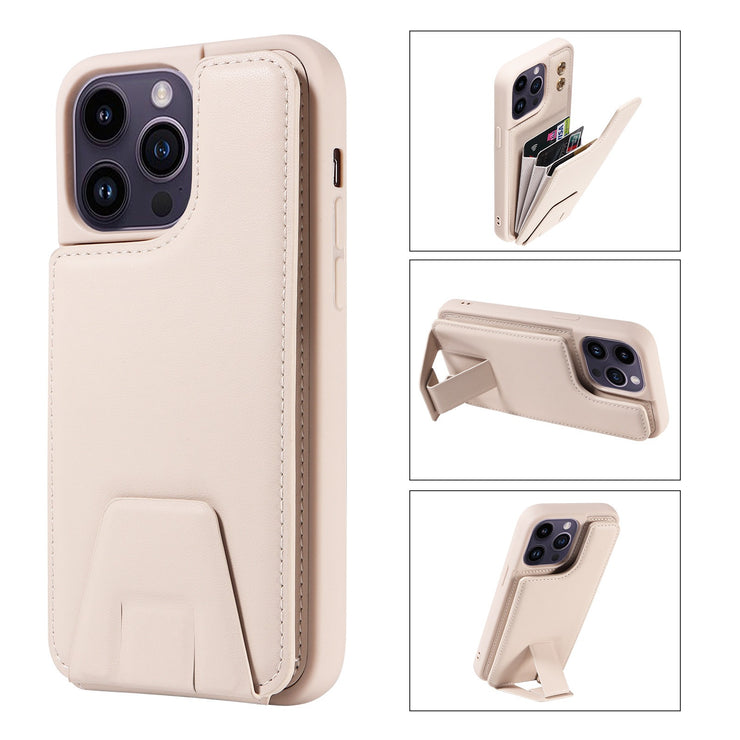 Suitable for Apple 15 phone case 13promax stand phone case adhesive leather anti drop 12 accordion card insertion phone case