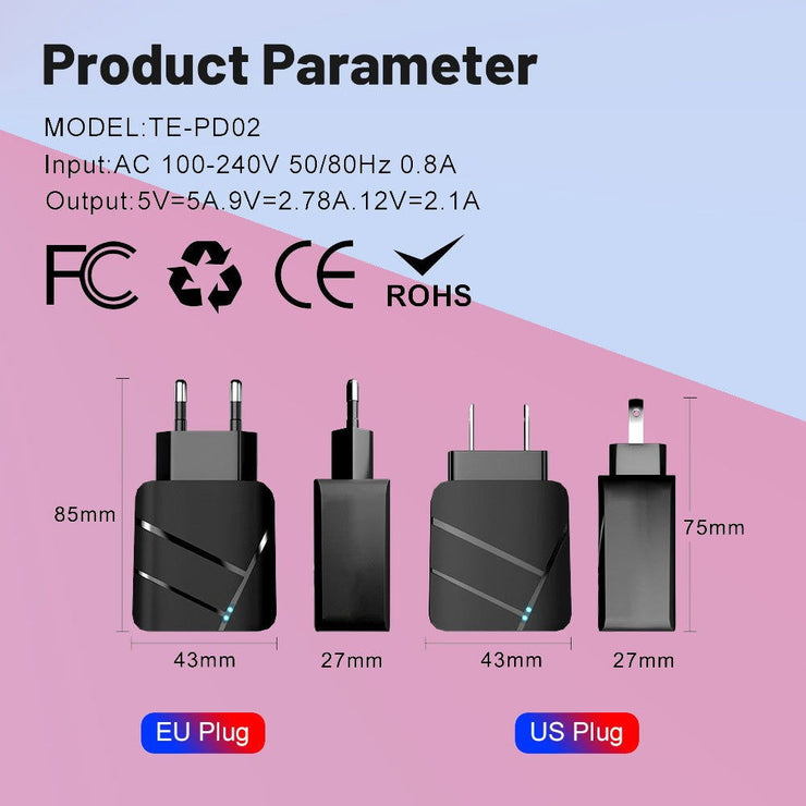 40W PD+QC3.0 mobile phone charger charging head travel charger - Follow yourDream