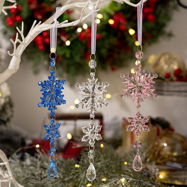 Christmas decoration supplies acrylic transparent snowflake pendant colorful ice cream hanging water droplet pendant