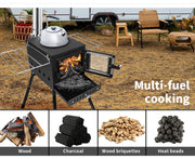 Portable Outdoor Camping Oven and Stove with Chimney for Caravans