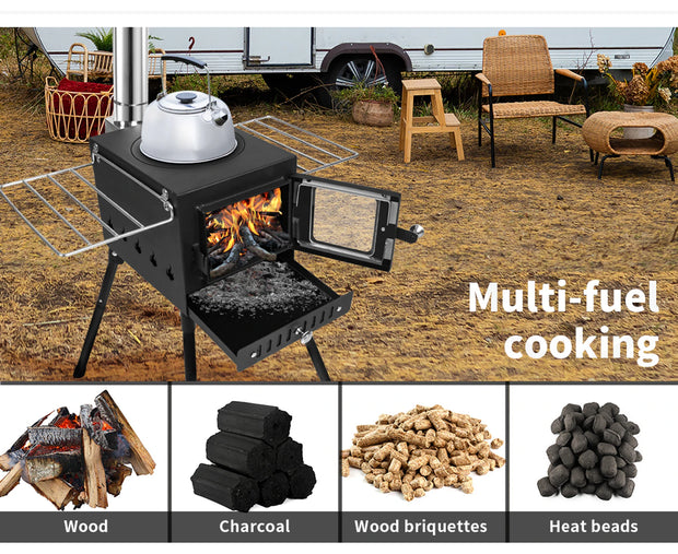 Portable Outdoor Camping Oven and Stove with Chimney for Caravans