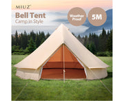 Tent 5M 4-Season Bell Tent Waterproof Canvas Glamping Yurt Teepee Commercial Grade Belltent