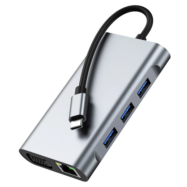 Cross border 8-in-1 docking station network card MST multi screen display suitable for Apple Huawei computer type-c docking station - Follow yourDream