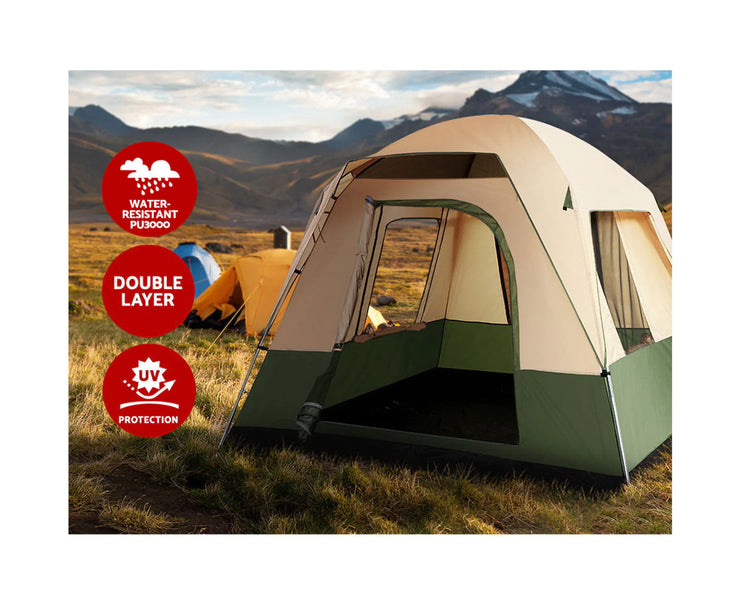 Family Camping Tent 4 Person Hiking Beach Tents Canvas Ripstop