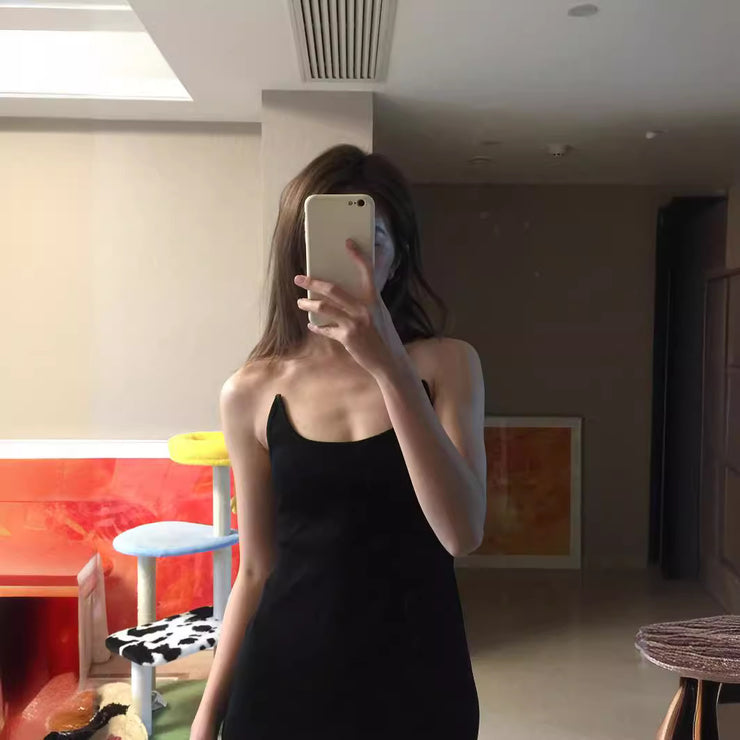 Invisible suspender dress, sexy and high-end, slim fit long skirt