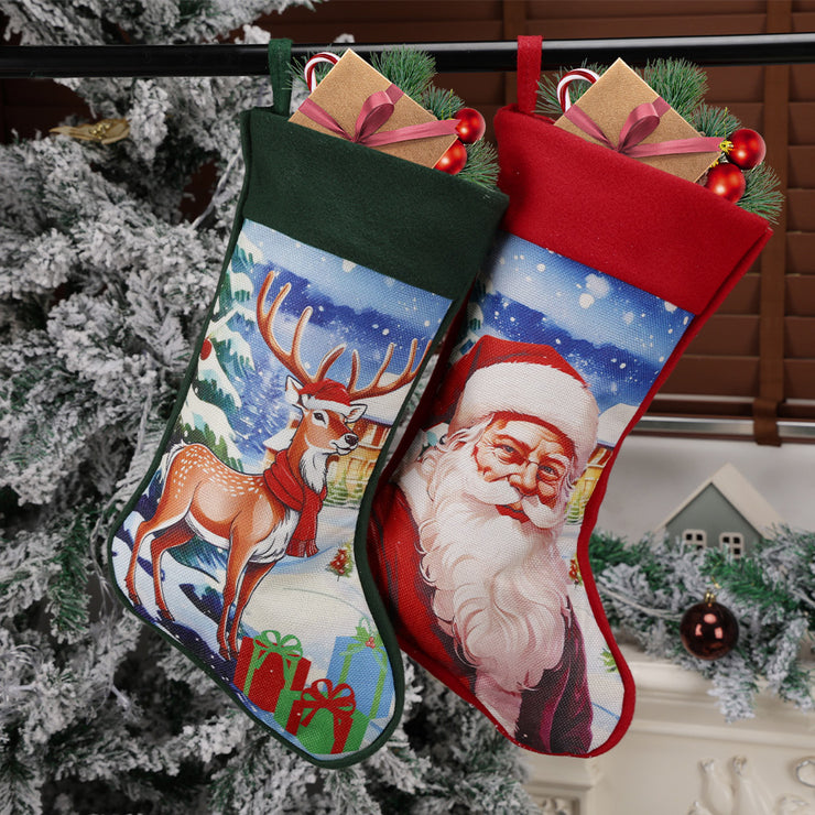 Christmas Decorations Creative Cartoon Christmas Socks Christmas Fireplace Decoration Gift Bags Holiday Hanging Decorations