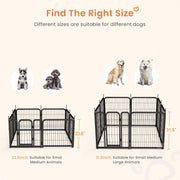 Outdoor dog fence, 8-piece board dog fence. 31 inch portable pet sports fence. Black, 26.3 inches wide x 31.5 inches high.