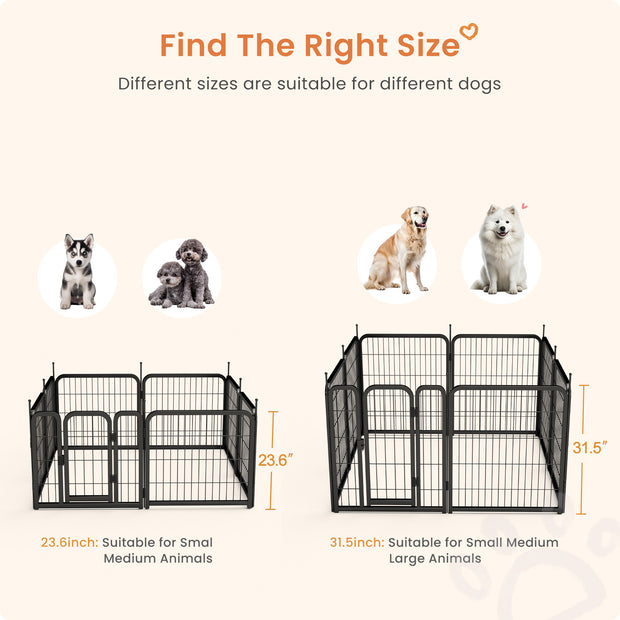 Outdoor dog fence, 8-piece board dog fence. 31 inch portable pet sports fence. Black, 26.3 inches wide x 31.5 inches high.