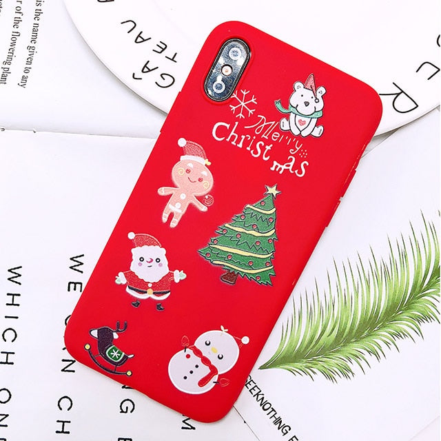 Santa Claus Phone Case For iPhone 5 S SE 6S 7 8 Plus X XR XS 11 Pro Max Cartoon Christmas Deer Snowman Soft TPU Phone Cover Case