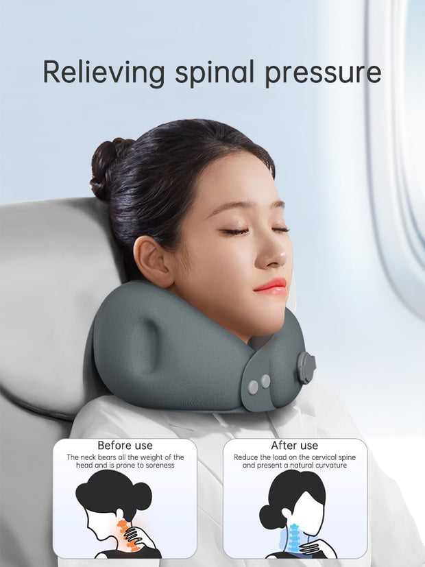 Inflatable U-shaped pillow portable neck pillow neck pillow can be stored airplane travel sleeping U-shaped pillow neck support neck cover