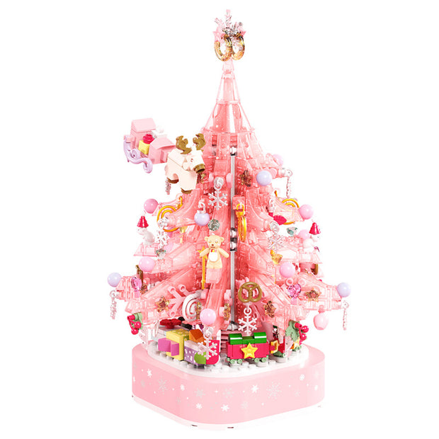 Christmas Gift Crystal Christmas Tree Music Box DIY Assembly Christmas Bouquet Building Blocks Toy