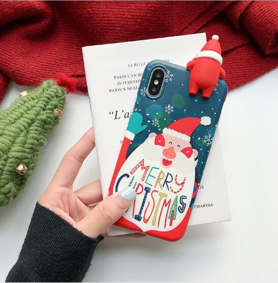 Christmas Cartoon Deer Case For iPhone XR 11 Pro XS Max X 5 5S Silicone Matte Cover For iphone 7 8 6 S 6S Plus 7Plus Case Bear