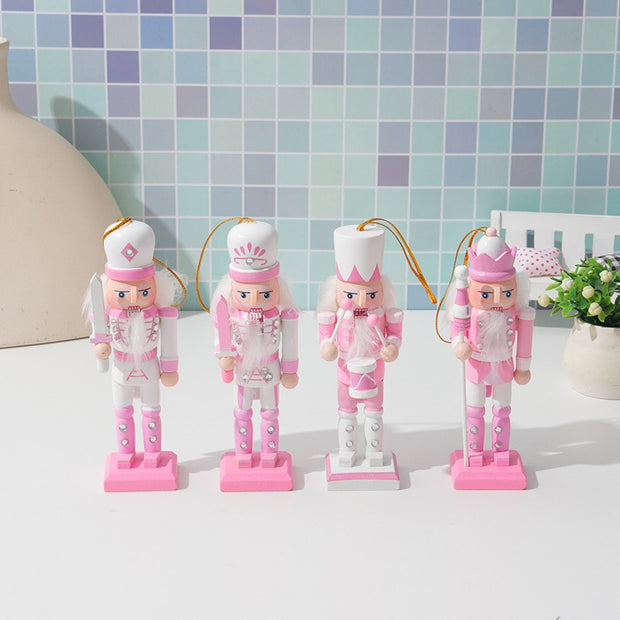 Christmas New 13CM Nordic Soldier Pink and White Cute Nutcracker Ornament Nutcracker Nutcracker Soldier