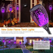 2 Pcs Solar Lights Outdoor Solar 12 Led Torch Flickering Flame Lights