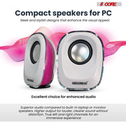 5Core Computer Speakers Pair 10W Combo Power PC Desktop Laptop Gaming