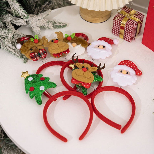 4pcs Christmas set cartoon headband Santa Claus hairpin reindeer headband - Follow yourDream
