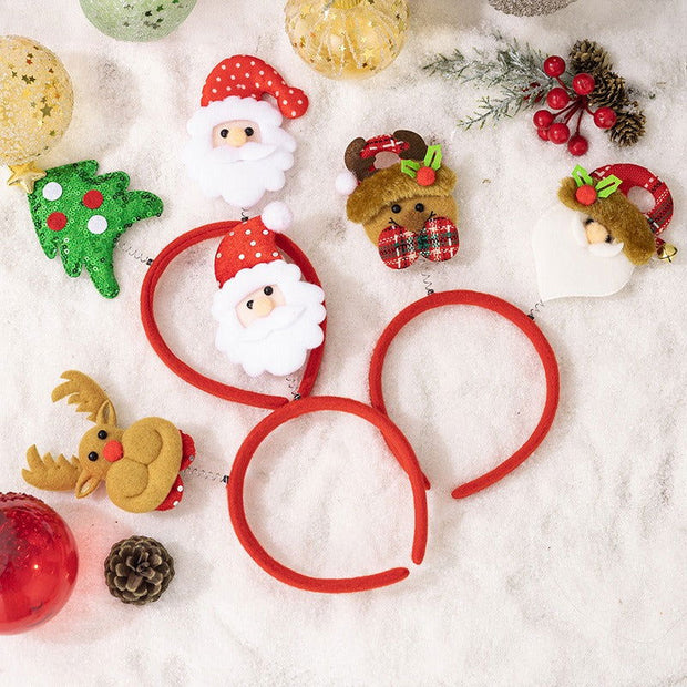 4pcs Christmas set cartoon headband Santa Claus hairpin reindeer headband - Follow yourDream