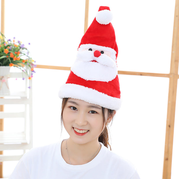 Soft Kawaii plush toy electric light-emitting movable Christmas Hat Plush Toy hat as a Christmas gift for children