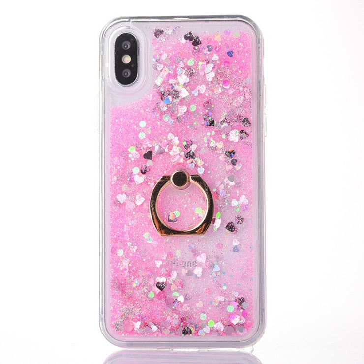 Shine Twinkle Liquid Quicksand Phone Case For iPhone11 Xs Max XR 6s 7/8plus Kickstand Ring Dynamic Cover Skin Shell Protection