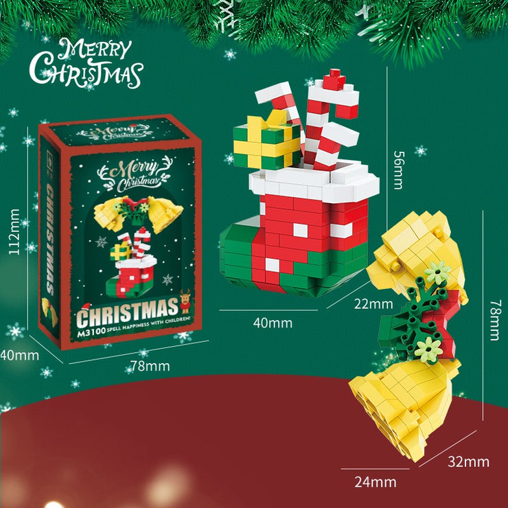 Compatible with building blocks, small particle assembly, snowman, Christmas reindeer, Christmas gifts, children's toy gifts