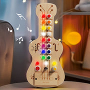 Wooden LED switch light melodic sound optoelectronic guitar busy board children's Montessori early education puzzle toy