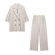 Linen striped suit jacket pants