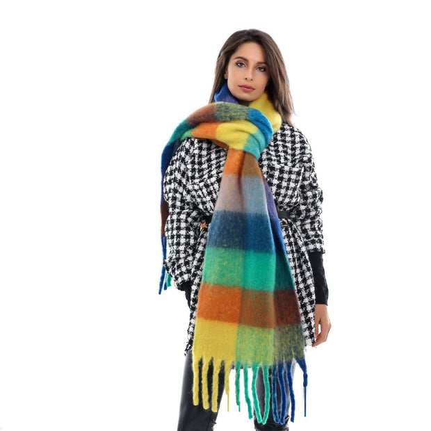 New European and American style colorful tassel women's leopard print scarf