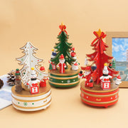 Desktop Christmas Tree Carousel Music Box Wooden Music Box Creative Christmas Scene Decoration Ornament