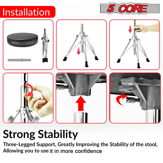 5Core Drum Throne Padded Adjustable Guitar Stool Drummer Seat for - Follow yourDream