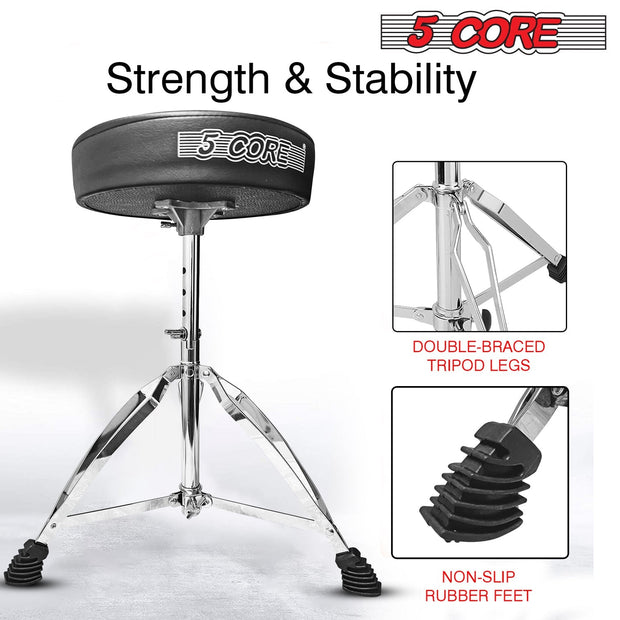 5Core Drum Throne Padded Adjustable Guitar Stool Drummer Seat for - Follow yourDream
