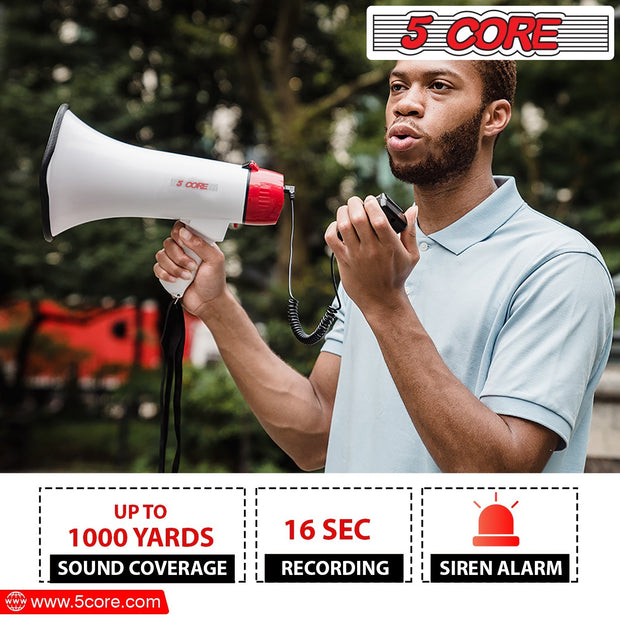 5Core Megaphone Bullhorn Speaker 40W Bull Horn Rechargeable Cheer - Follow yourDream