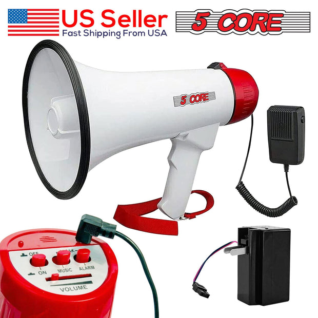 5Core Megaphone Bullhorn Speaker 40W Bull Horn Rechargeable Cheer - Follow yourDream