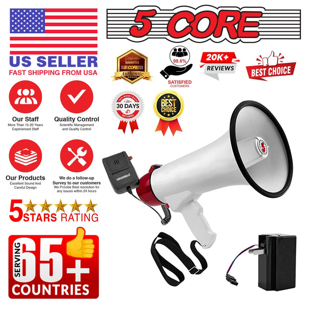 5Core Megaphone Bullhorn Speaker 40W Bull Horn Rechargeable Cheer - Follow yourDream