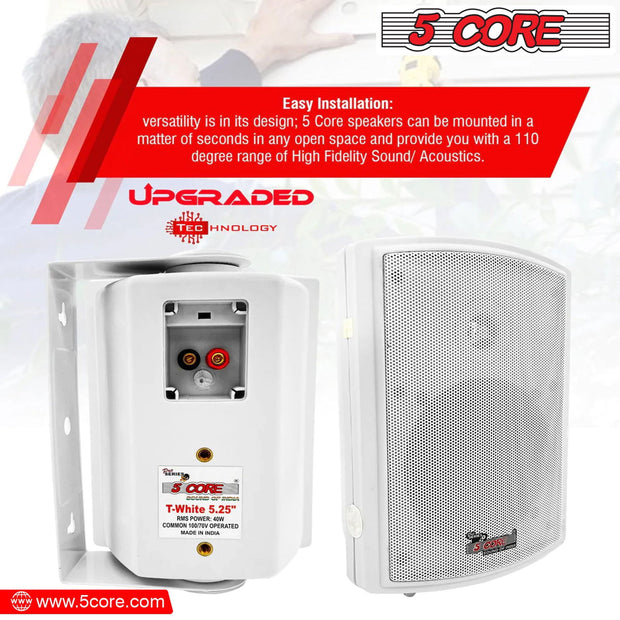 5Core Outdoor Speakers Stereo In Wall 400W Peak Passive Patio Home - Follow yourDream
