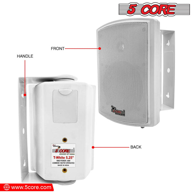 5Core Outdoor Speakers Stereo In Wall 400W Peak Passive Patio Home - Follow yourDream
