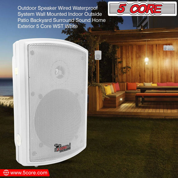 5Core Outdoor Speakers Stereo In Wall 400W Peak Passive Patio Home - Follow yourDream