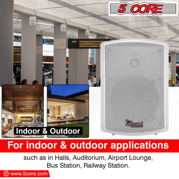 5Core Outdoor Speakers Stereo In Wall 400W Peak Passive Patio Home - Follow yourDream