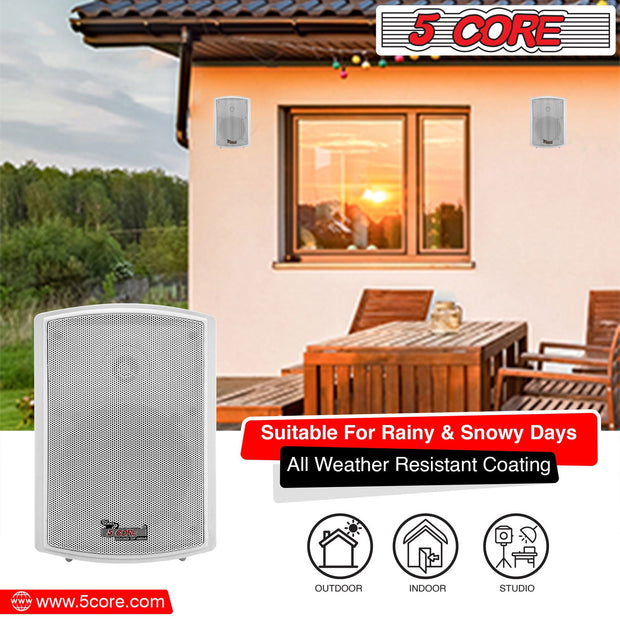 5Core Outdoor Speakers Stereo In Wall 400W Peak Passive Patio Home - Follow yourDream