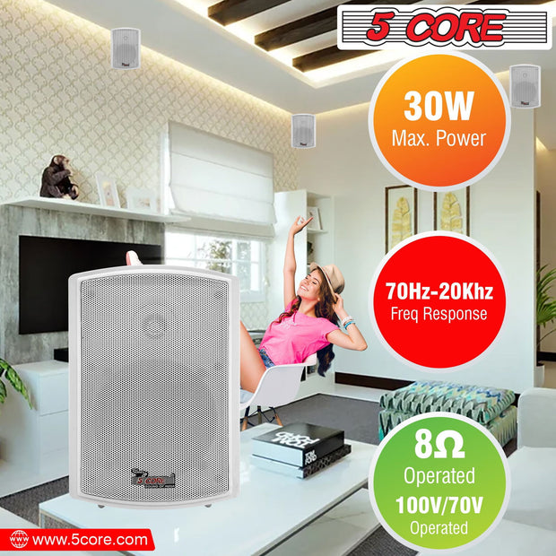 5Core Outdoor Speakers Stereo In Wall 400W Peak Passive Patio Home - Follow yourDream