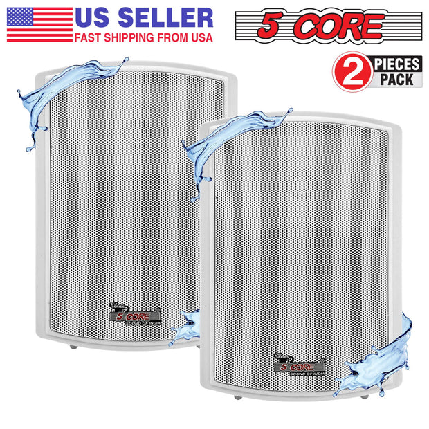 5Core Outdoor Speakers Stereo In Wall 400W Peak Passive Patio Home - Follow yourDream