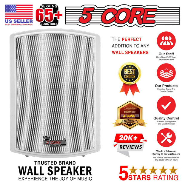 5Core Outdoor Speakers Stereo In Wall 400W Peak Passive Patio Home - Follow yourDream