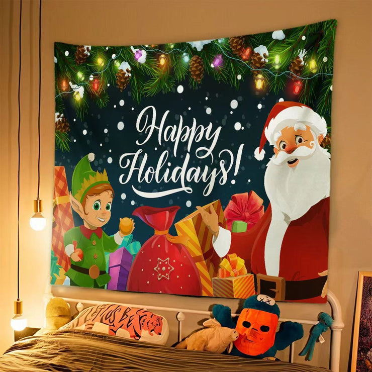 New Christmas Background Cloth, Christmas Tapestry, Christmas Party Event Decoration Hanging Cloth, Christmas Hanging Cloth