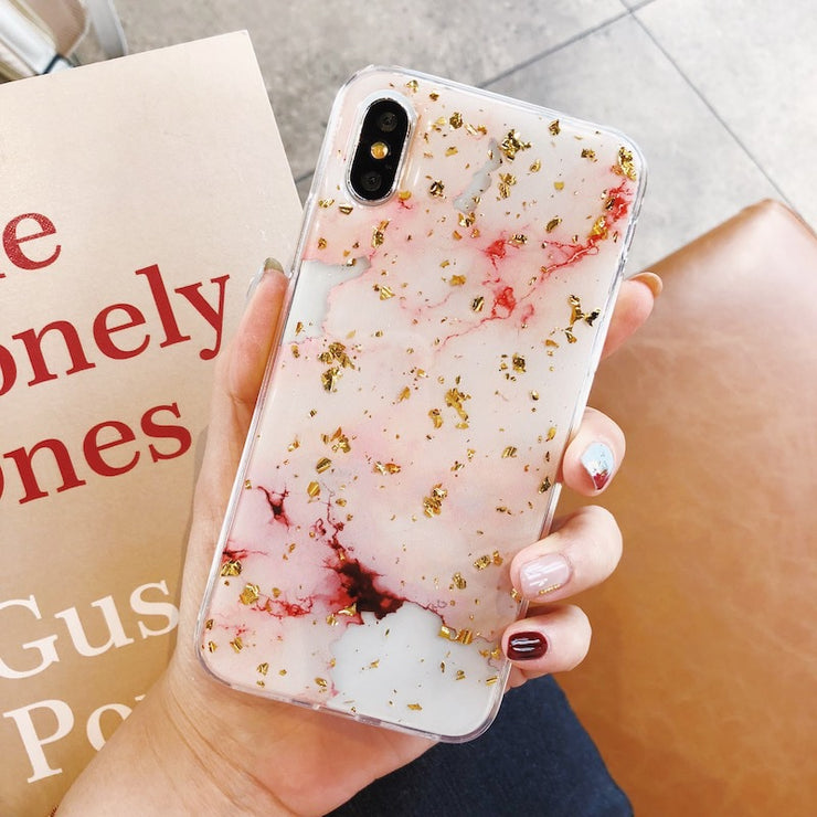 Luxury Gold Foil Bling Marble Phone Case For iPhone X XS Max XR Soft TPU Cover For iPhone 7 8 6 6s Plus Glitter Case Coque Funda