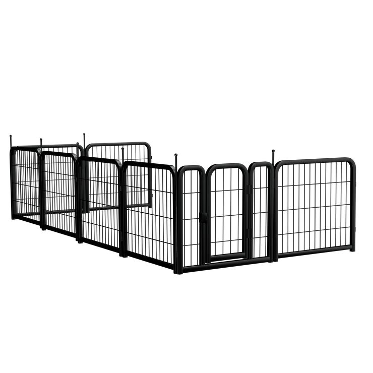 Outdoor dog fence, 8-piece board dog fence. 31 inch portable pet sports fence. Black, 26.3 inches wide x 31.5 inches high.