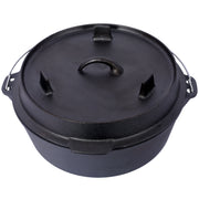 Cast iron Dutch oven with lid, outdoor camping deep pot, used for camping, cooking, barbecue and leg rest, 4.5 quarts