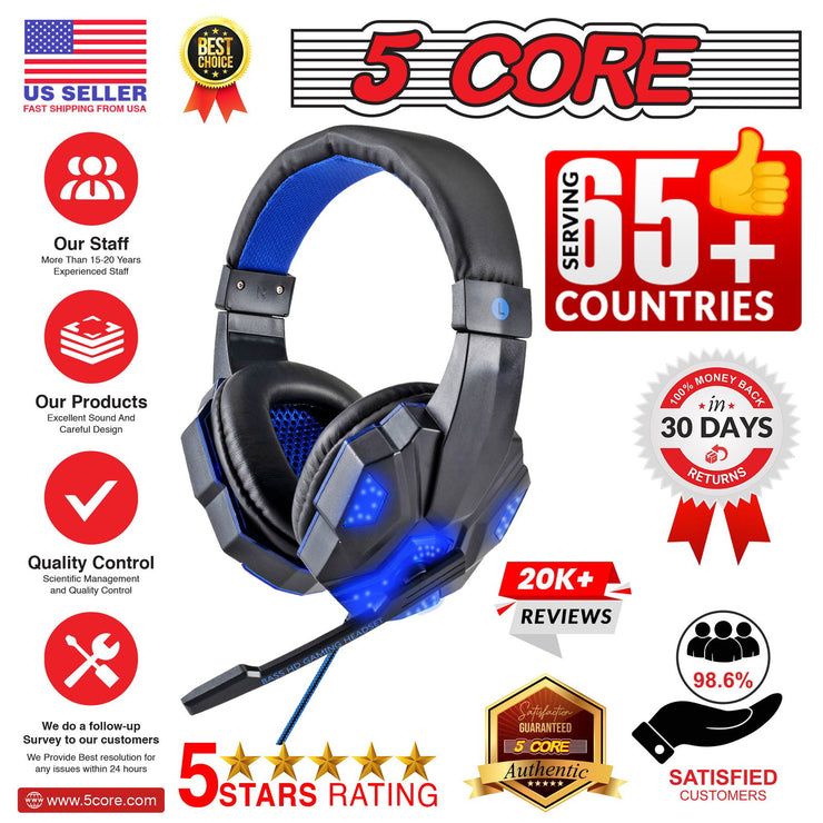 5 CORE Gaming Headset for PS4 PC One PS5 Console Controller, Noise - Follow yourDream
